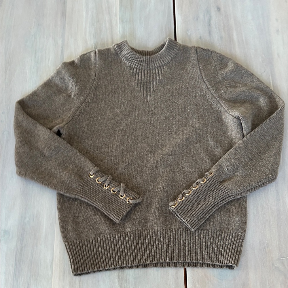 ba&sh Wool Knit Sweater with Lace-Up Sleeves